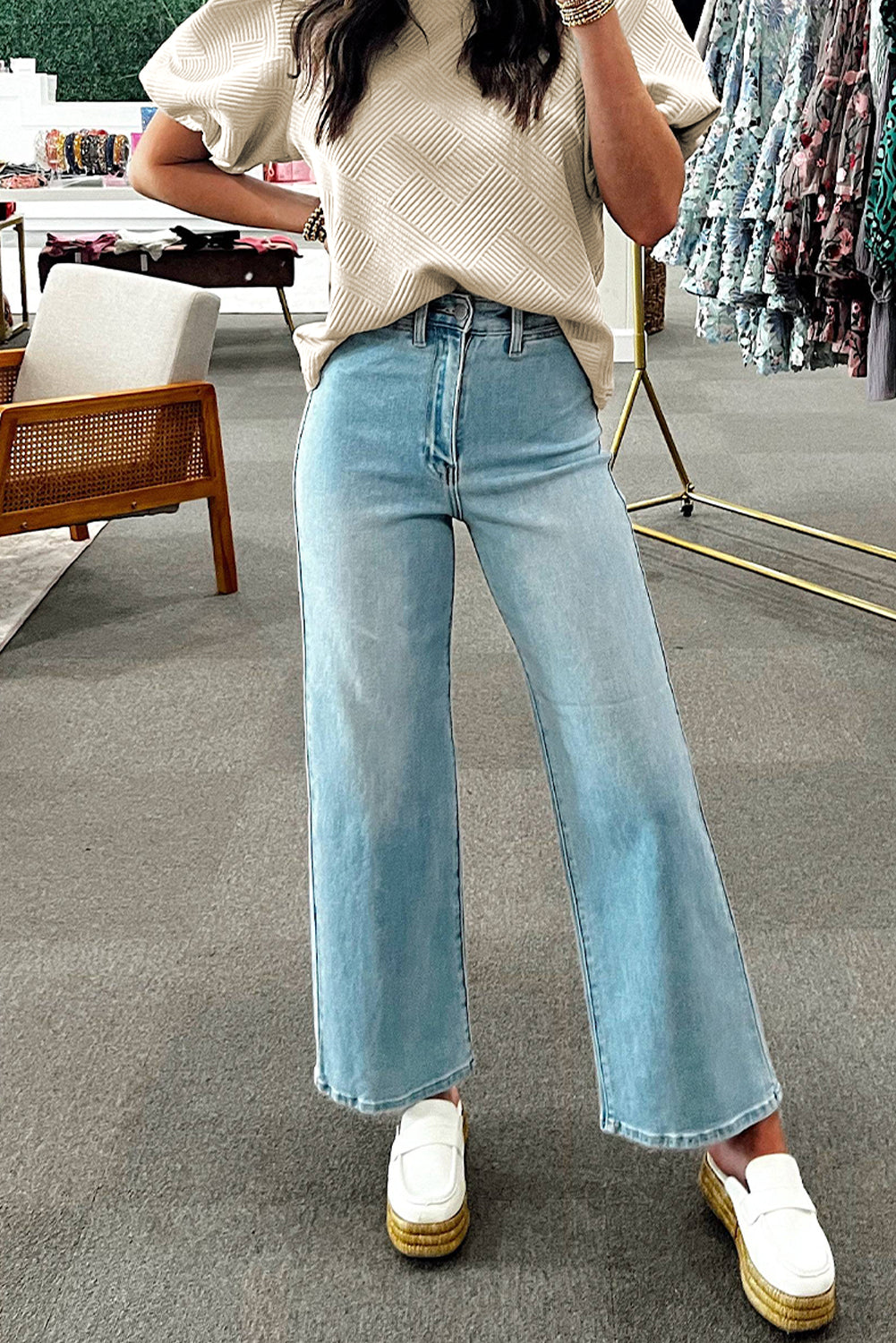 Textured Puff Sleeve T-shirt