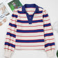Color Block V Neck Loose Fit Sweatshirt