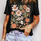 Wild Flower Pumpkin Print T Shirt