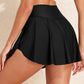 Solid Pocketed Crossover High Waist Swim Skort