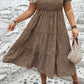 Plus Size Leopard Print Frill Trim Short Sleeve Flared Dress