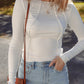 Exposed Seam Ribbed Knit Slim Fit Long Sleeve Top