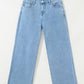 Acid Washed High Rise Cropped Wide Leg Jeans