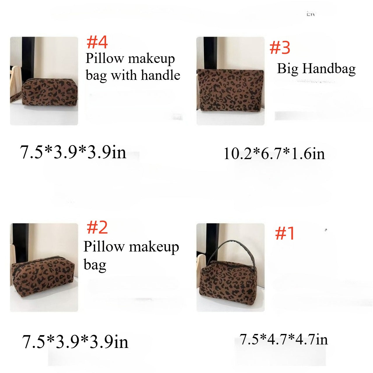 Corduroy Leopard Print Cosmetic Bag