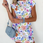 Sky Blue Vibrant Floral Print Cap Sleeve Mini Dress