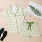 Floral Print Contrast Pipping Short Pajamas Set