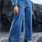 Plain Seam Detail Flared Bottom Ankle Length Jeans