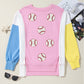 Color Block Patchwork Sequin Baseball Patched Sweatshirt