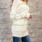 Rainbow Stripes Drop Shoulder Baggy Henley Sweater