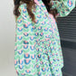 Floral Print Notched Neck Scalloped Detail Long Sleeve Mini Dress
