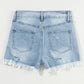 High Waist Distressed Ripped Raw Hem Denim