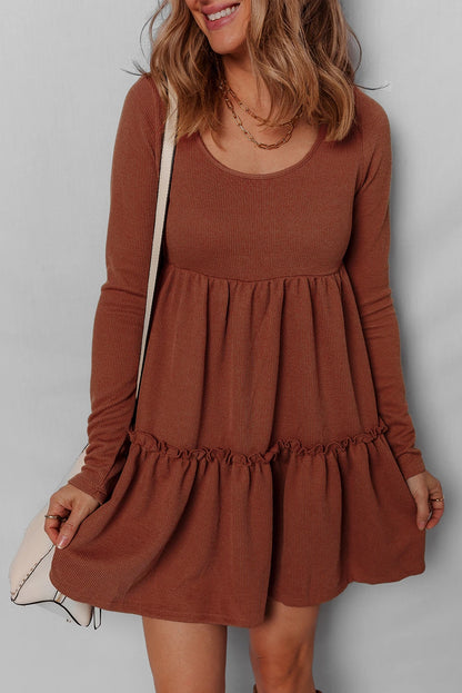 High Waist Long Sleeve Mini Dress