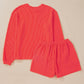 Corded Knit Long Sleeve Top and High Waist Shorts Set
