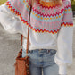 Ethnic Geometric Colorblock Print Drop Shoulder Sweater