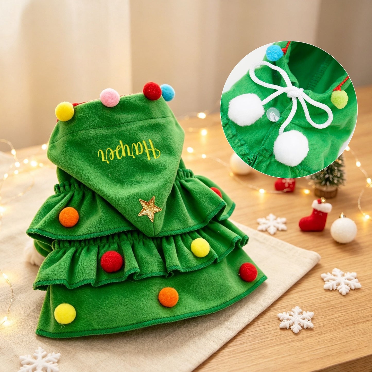 Embroidered Name Pet Christmas Cape