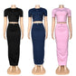 A-Short-sleeve top and maxi skirt set（Q6374）
