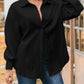 Cable Texture Puff Sleeve Loose Shacket