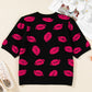 Print Casual Knit Short Sleeve Sweater
