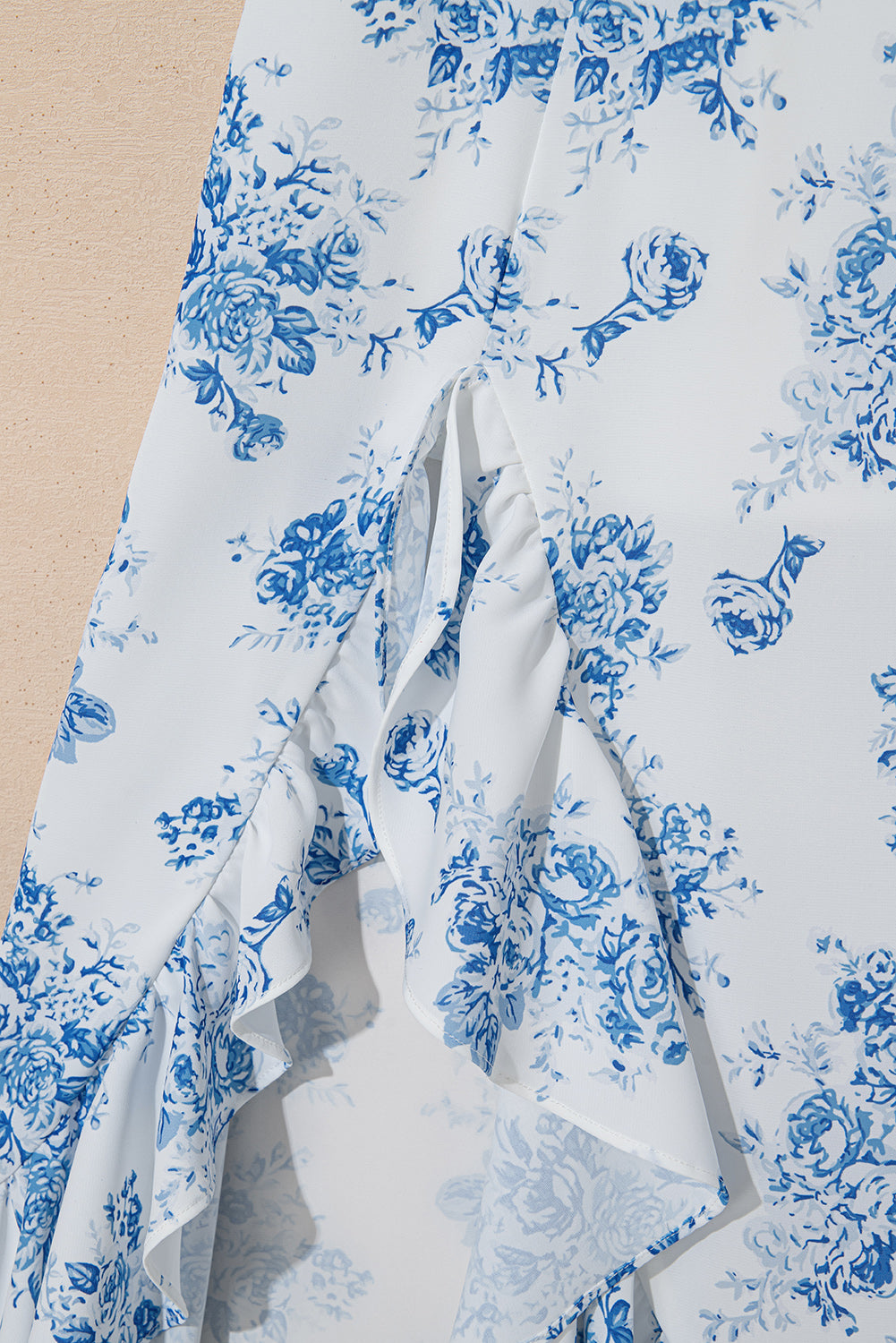 Boho Floral High Waist Ruffle Split Maxi Skirt