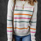 Colorful Striped Ribbed Trim Sweater