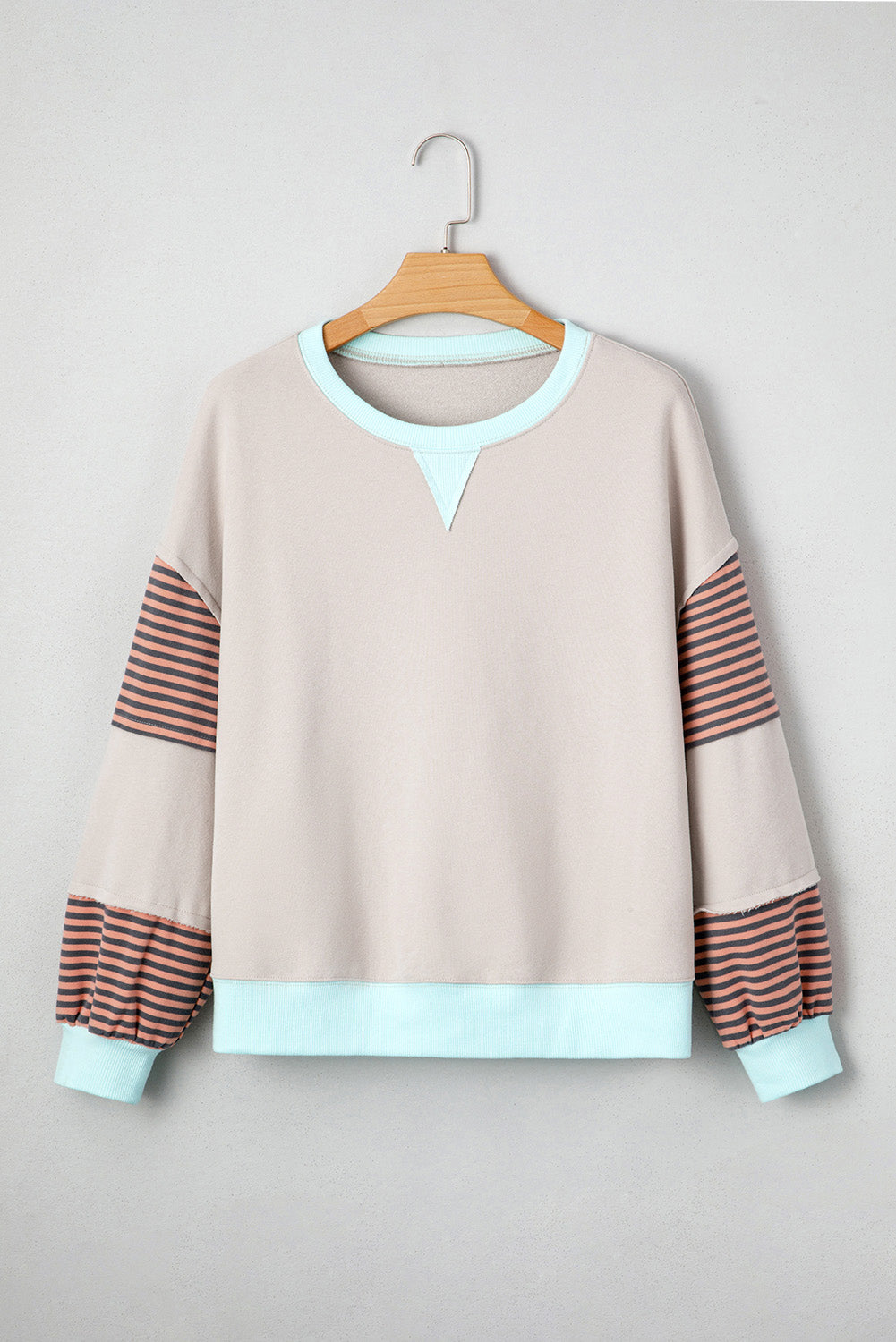 Striped Colorblock Patchwork Drop Shoulder Sweatshirt