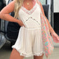 V-Neck Lace Trim Detailing Romper