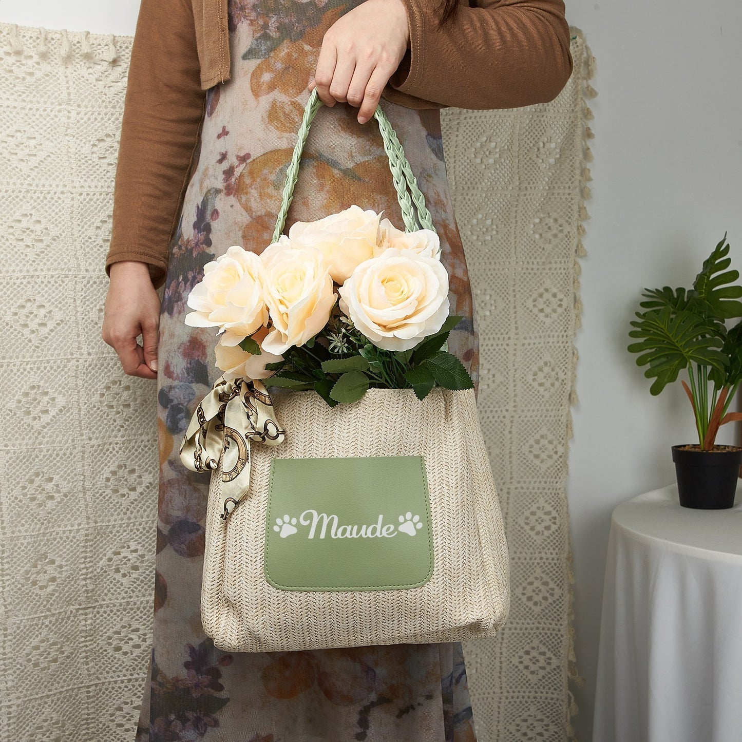 Custom-Straw Casual Tote Bag
