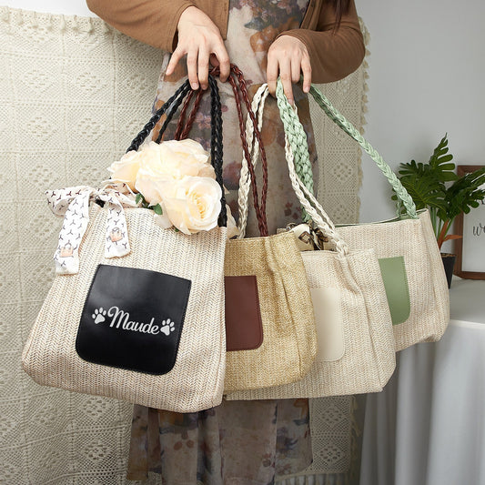 Custom-Straw Casual Tote Bag
