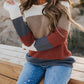 Color Block Knitted O-neck Pullover Sweater