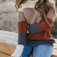 Color Block Knitted O-neck Pullover Sweater