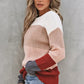 Color Block Knitted O-neck Pullover Sweater