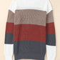 Color Block Knitted O-neck Pullover Sweater