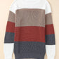 Color Block Knitted O-neck Pullover Sweater