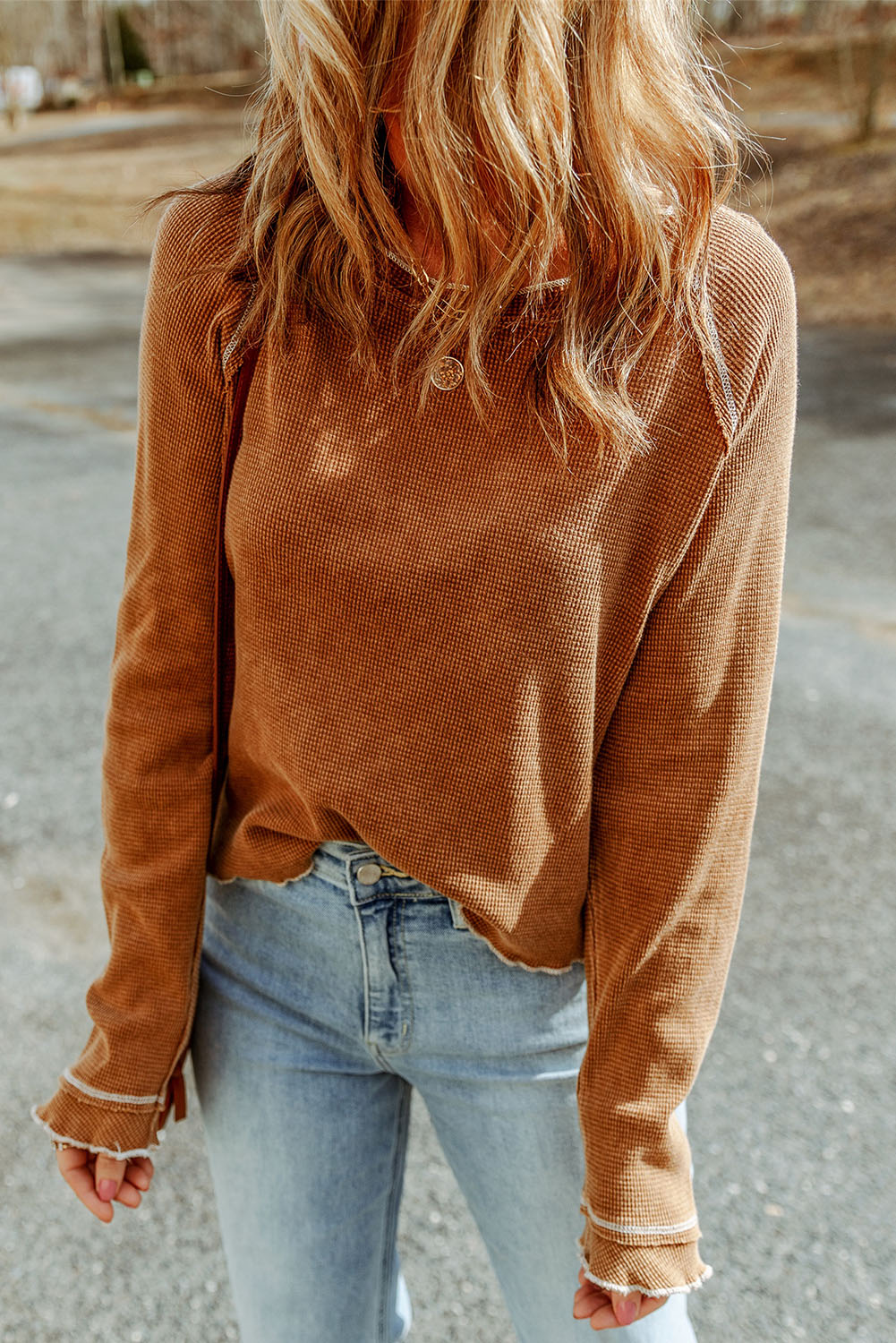 Textured Exposed Seam Top