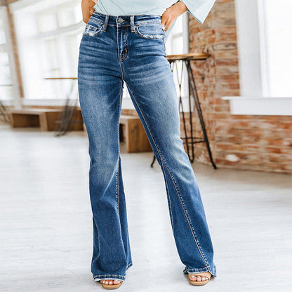 High Waist Denim Flared Pants