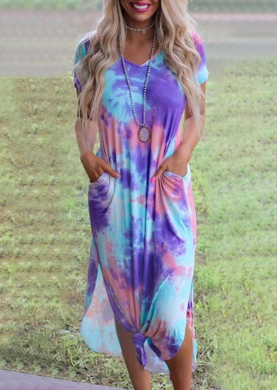 Tie-dye Color Contrast Dress