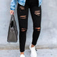 Black High Rise Stretch Ripped Jeans