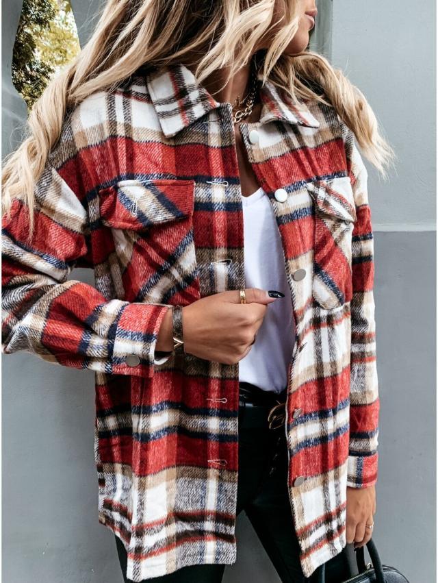 Long Sleeve Vintage Plaid Jacket