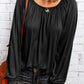 Crew Neck Pleated Long Sleeve Top