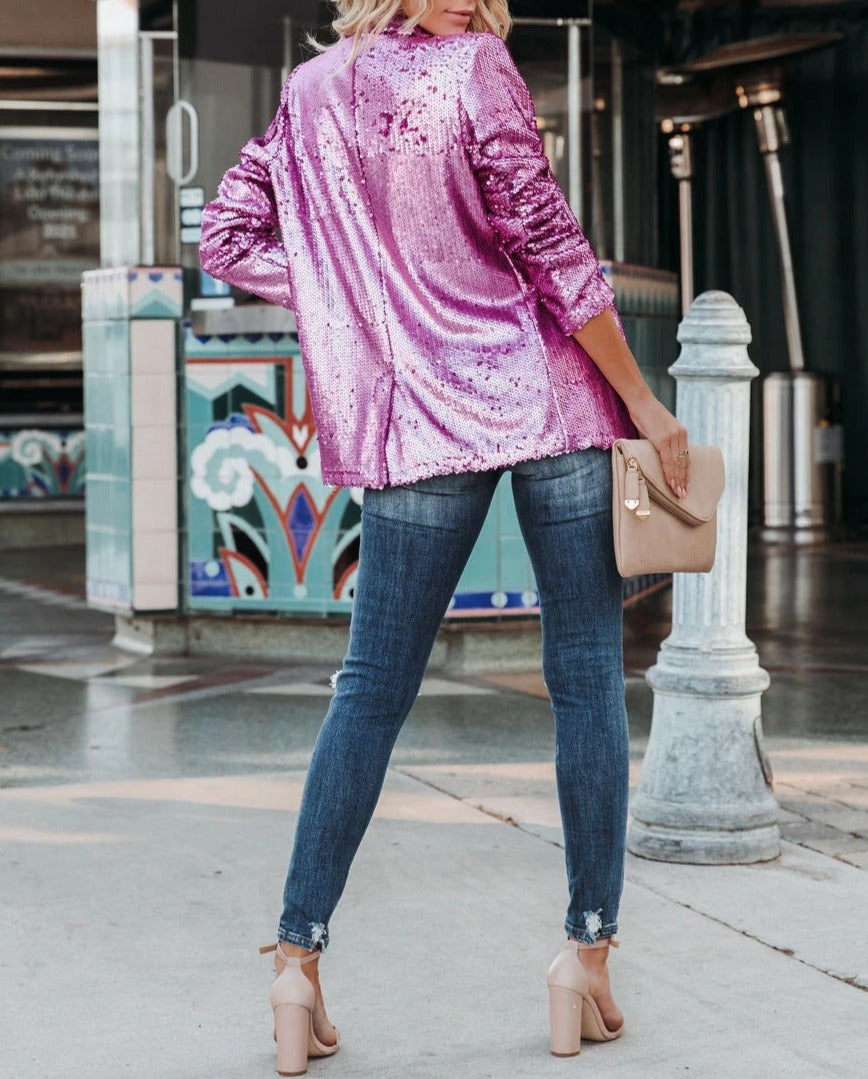 Sequin Lapel Blazer