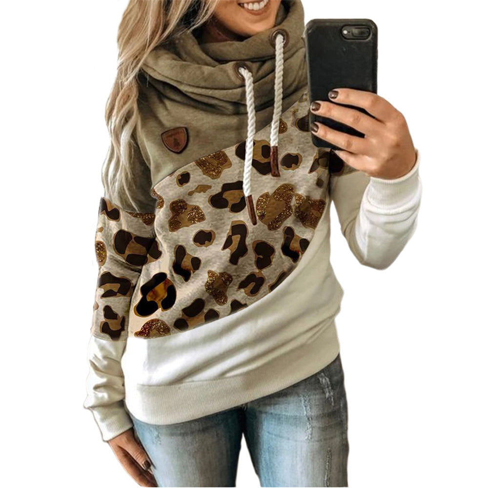 Leopard Print Hooded Sweatshirt