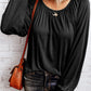 Crew Neck Pleated Long Sleeve Top