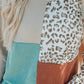 Leopard Patchwork Color Block Long Sleeve Top