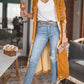 Women's Gold Velvet Long Cardigan