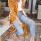 Women's Gold Velvet Long Cardigan