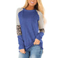 Leopard Print Round Neck Long Sleeve T-shirt