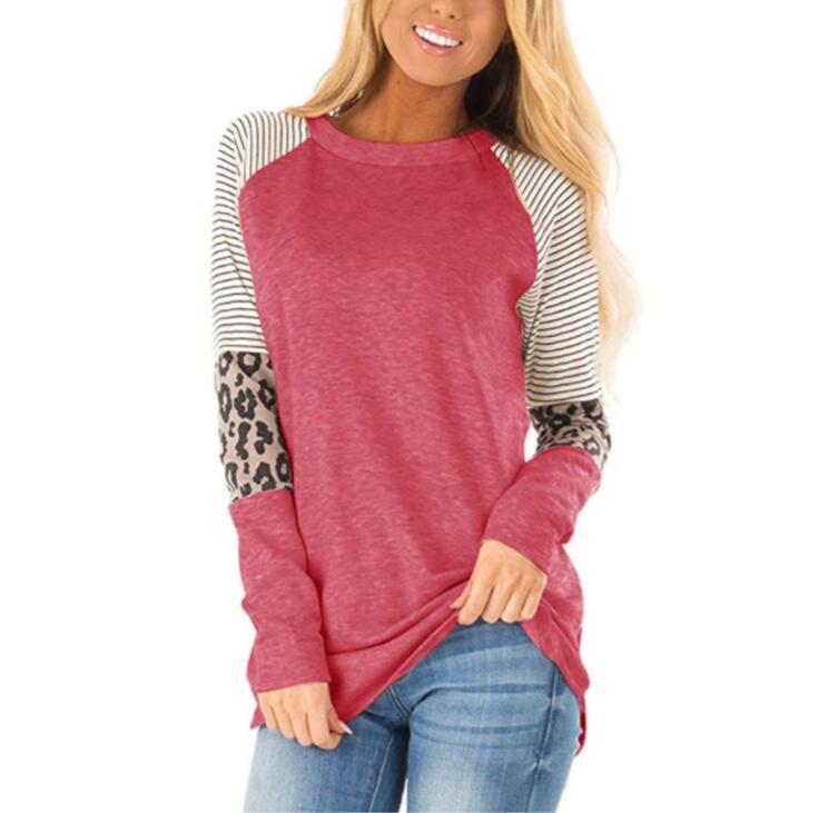 Leopard Print Round Neck Long Sleeve T-shirt