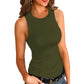 Solid Color Printed Crew Neck Tank Top