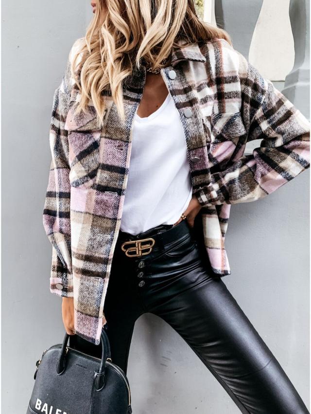 Long Sleeve Vintage Plaid Jacket