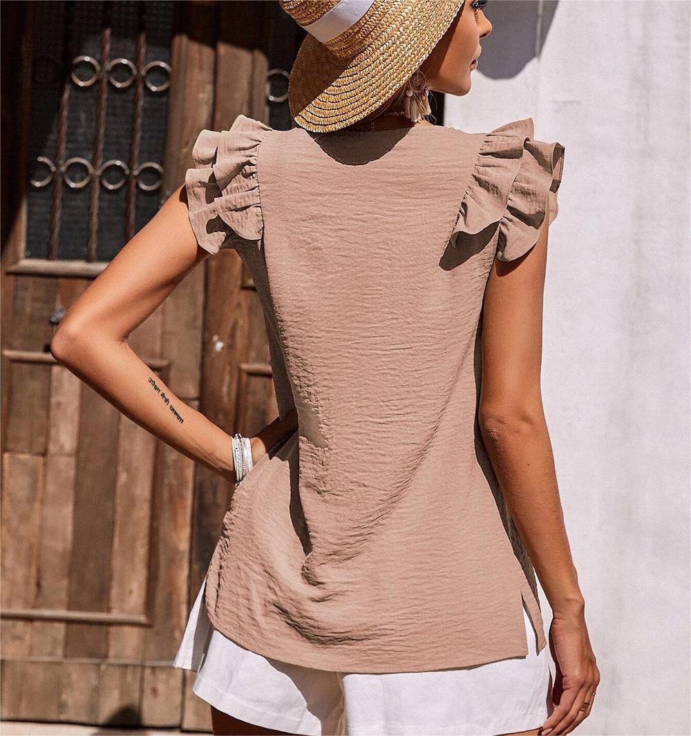 Ruffle Tiered Sleeve V Neck Tank Top